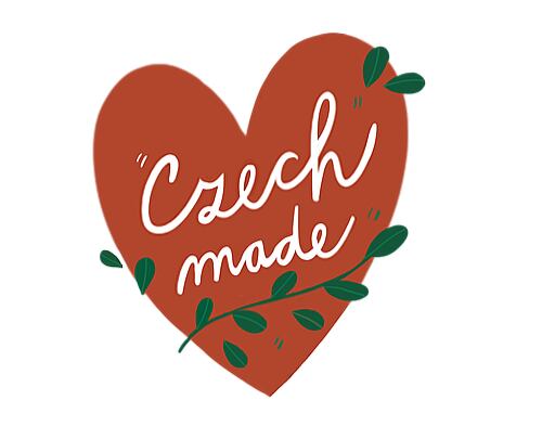Maľované srdce s nápisom Czech Made, zdôrazňujúci lokálny pôvod.