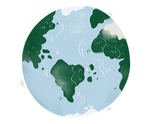 Ilustrácia planéty Zem ako symbol globálnej zodpovednosti a šetrného prístupu k planéte.