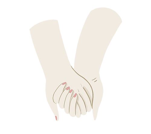 Ilustrácia dvoch držiacich sa rúk ako symbol podpory, spolupráce a spolupatričnosti.