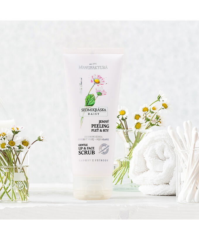Jemný čistiaci peeling na pleť a pery SEDMOKRÁSKA