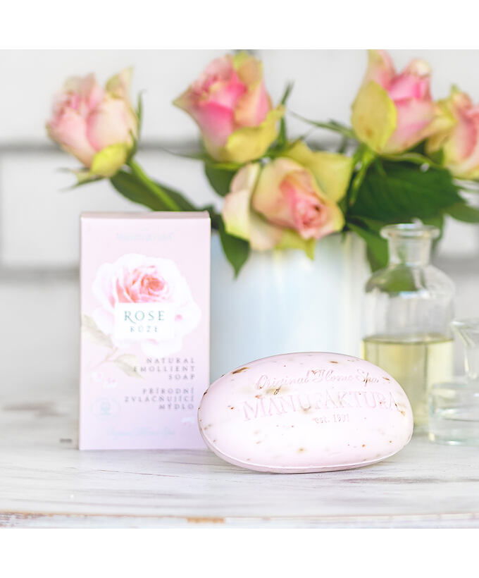 Prírodné zvláčňujúce tuhé mydlo na ruky a telo RUŽA