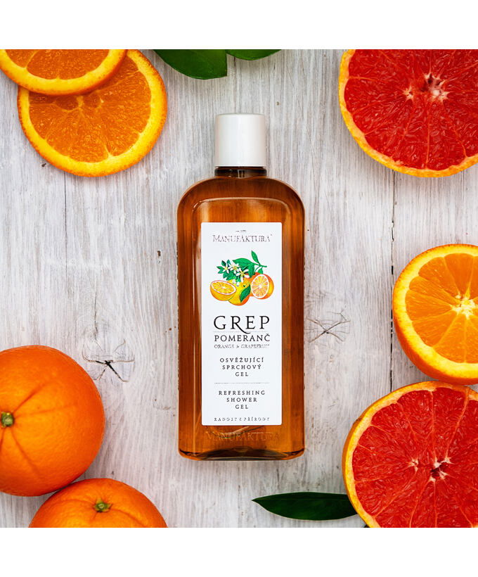 Osviežujúci sprchovací a kúpeľový gél GREP & POMARANČ